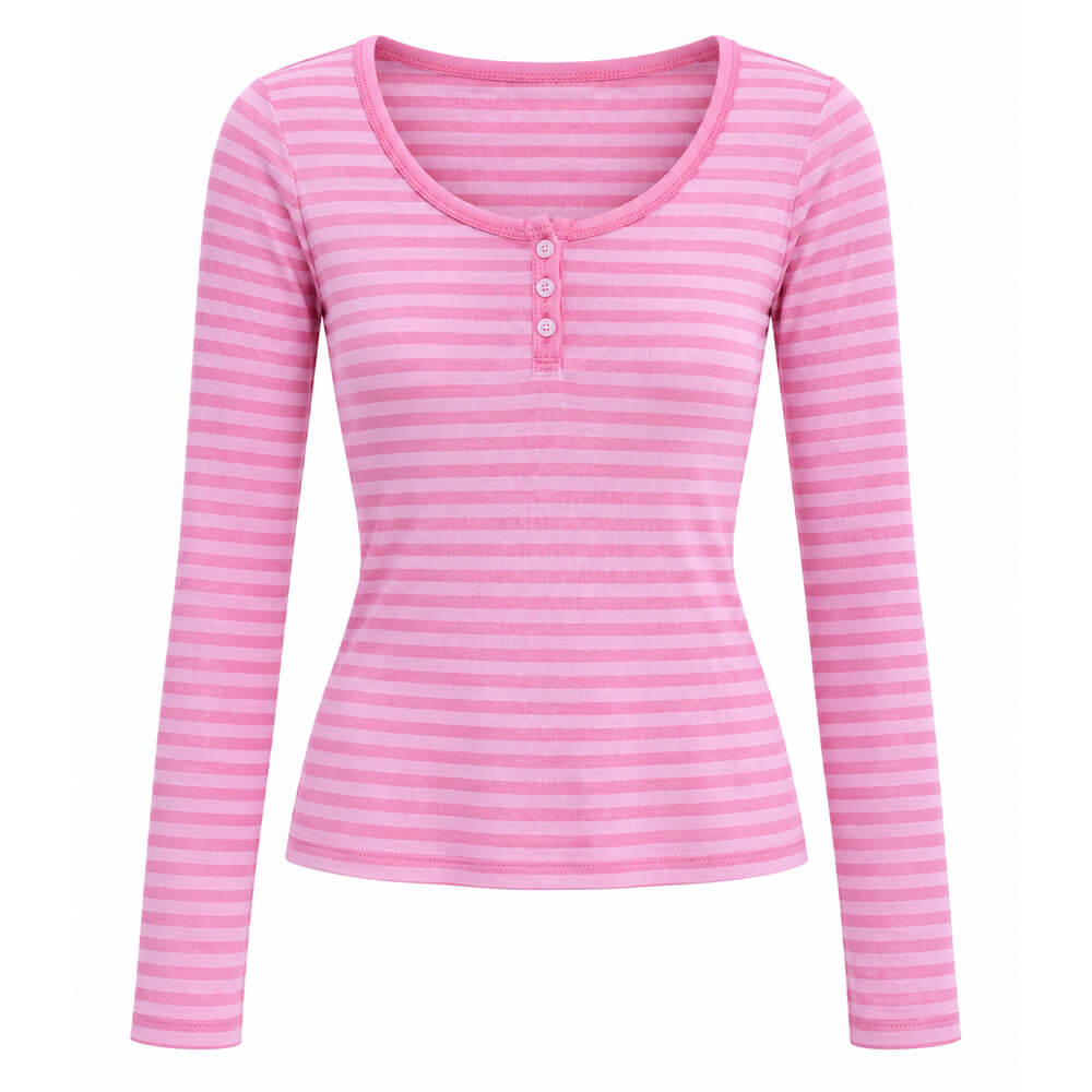 2000s striped henley long sleeve top boogzel clothing