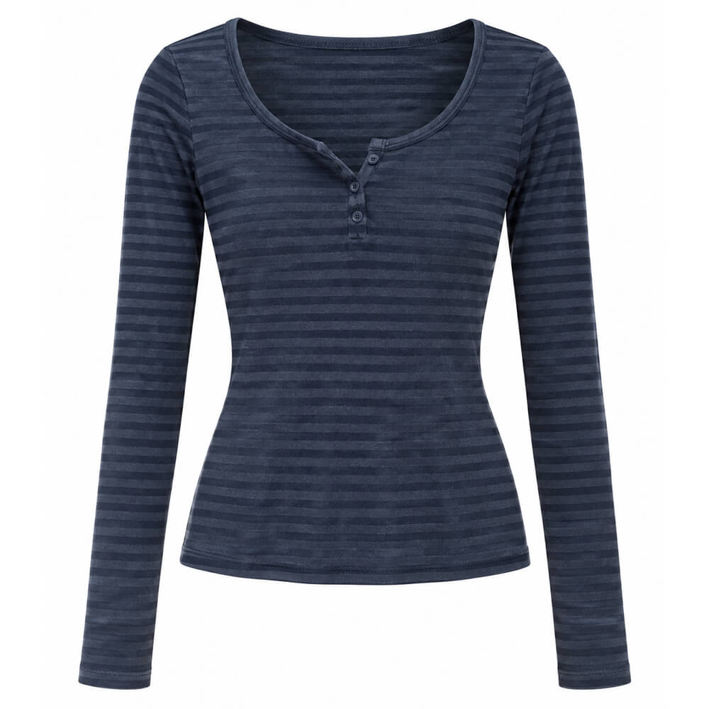 2000s striped henley long sleeve top boogzel clothing