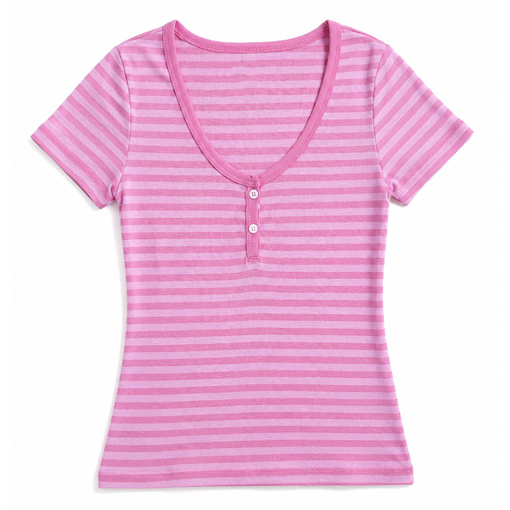 2000s striped henley t-shirt boogzel clothing