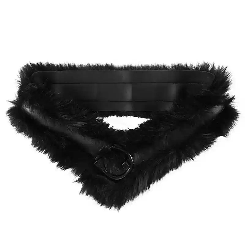 2000s faux fur leather belt boogzel clothing