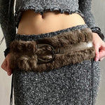 2000s faux fur leather belt boogzel clothing