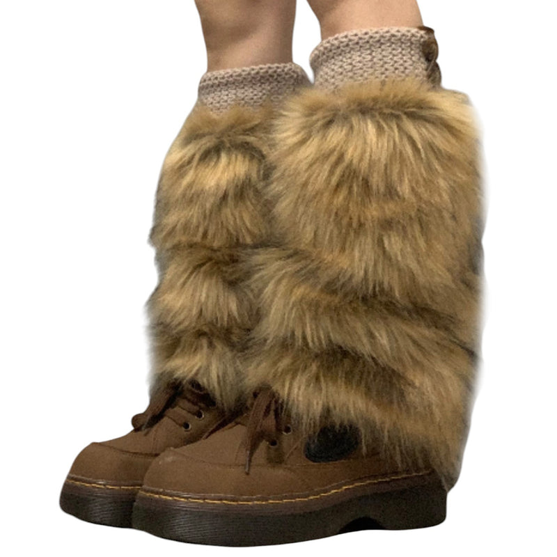 y2k faux fur leg warmers boogzel clothing