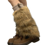 y2k faux fur leg warmers boogzel clothing