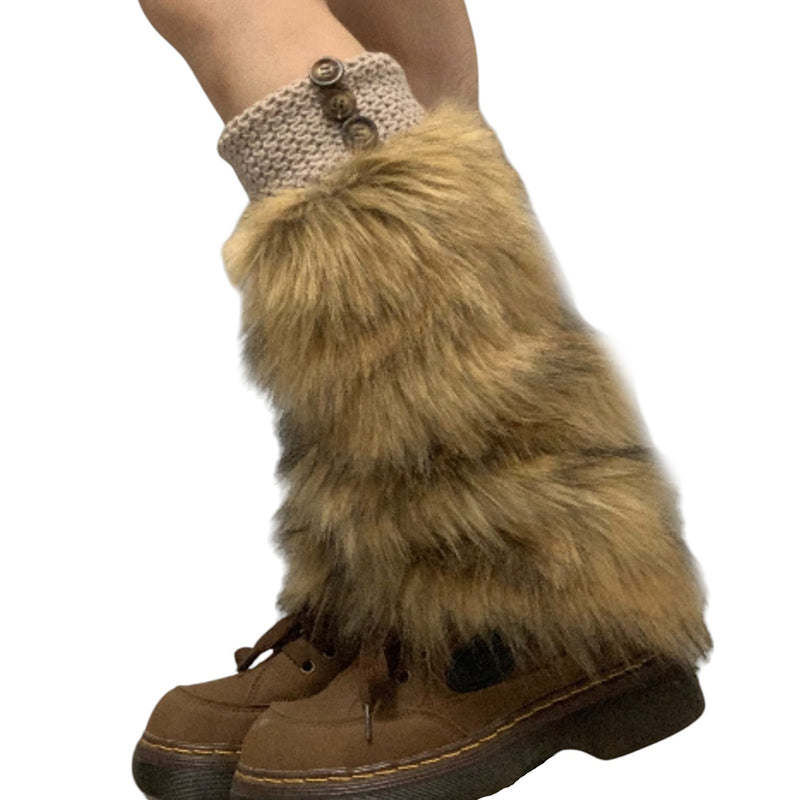 y2k faux fur leg warmers boogzel clothing