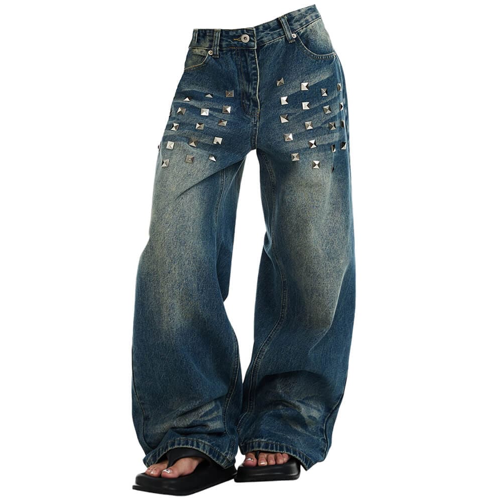 2000s studded wide leg jeans boogzel clothing