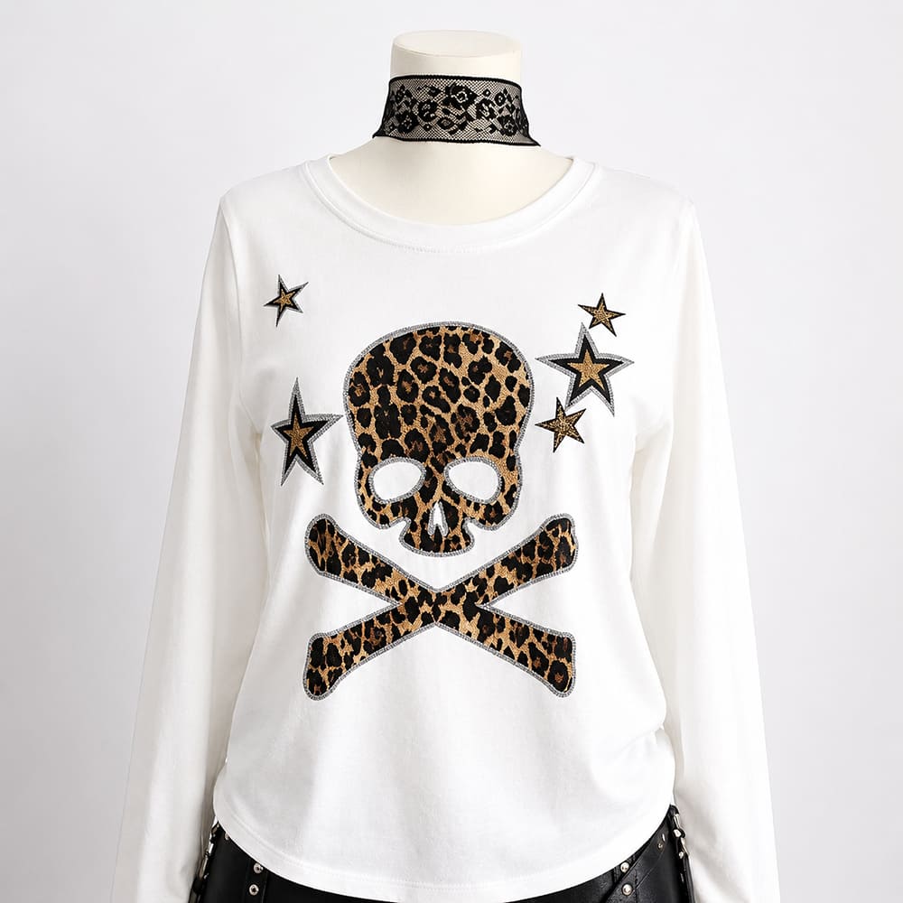 2007 era leopard skull long sleeve top boogzel clothing