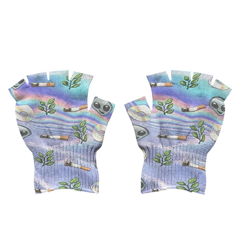 2010s alien print fingerless gloves boogzel clothing