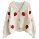 3d strawberry pattern cardigan boogzel clothing