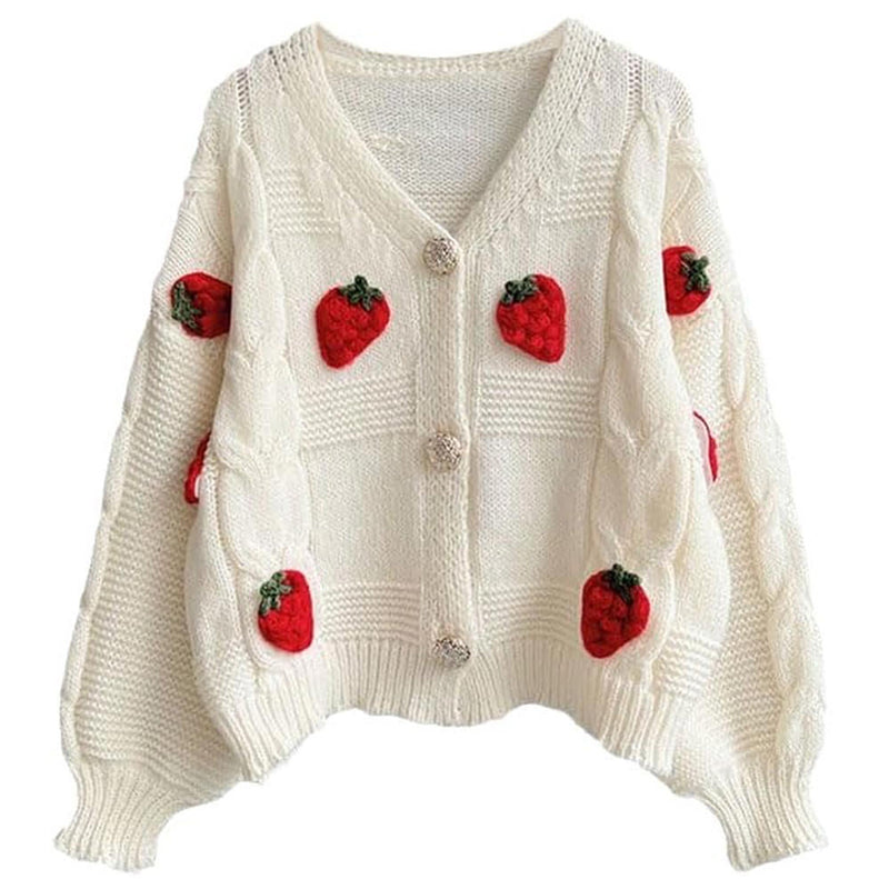 3d strawberry pattern cardigan boogzel clothing