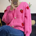 3d strawberry pattern cardigan boogzel clothing