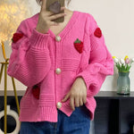 3d strawberry pattern cardigan boogzel clothing