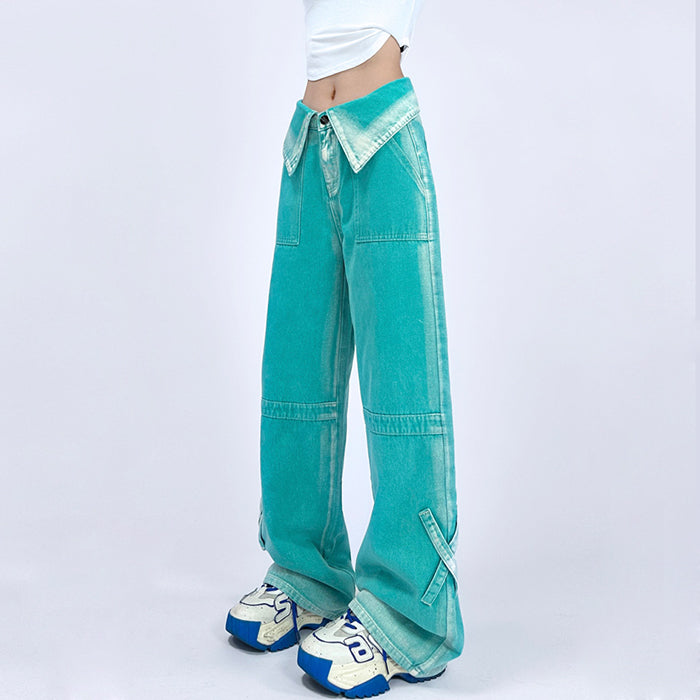 90's blue wide leg jeans boogzel clothing