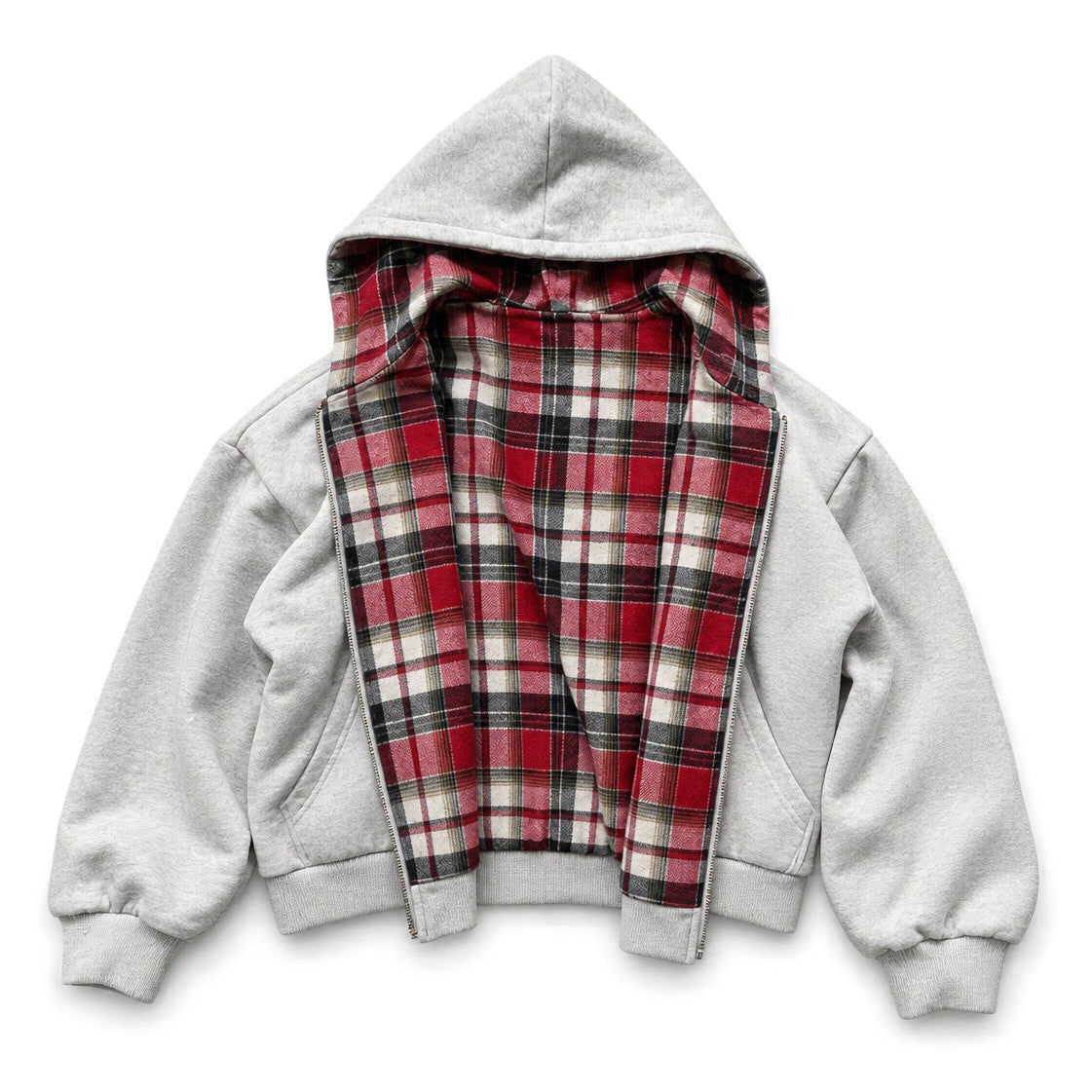 90s-Plaid-Reversible-Hooded-Jacket-grey-red-boogzel-clothing