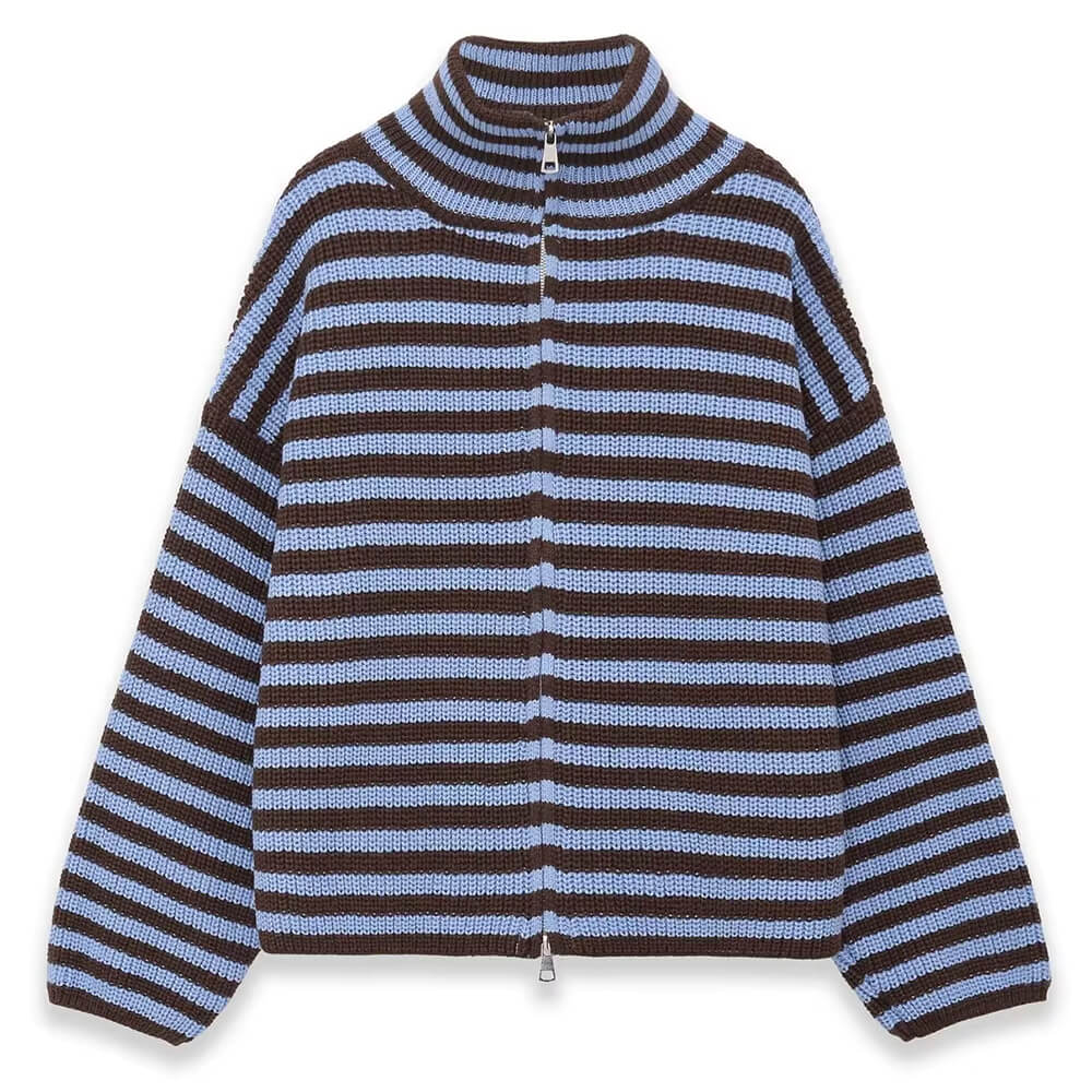 90s striped knit zip-up cardigan boogzel clothing