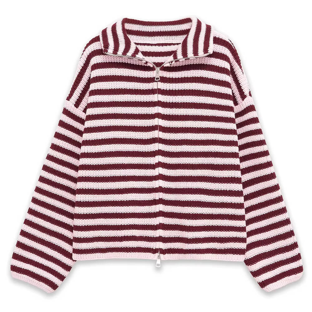 90s striped knit zip-up cardigan boogzel clothing