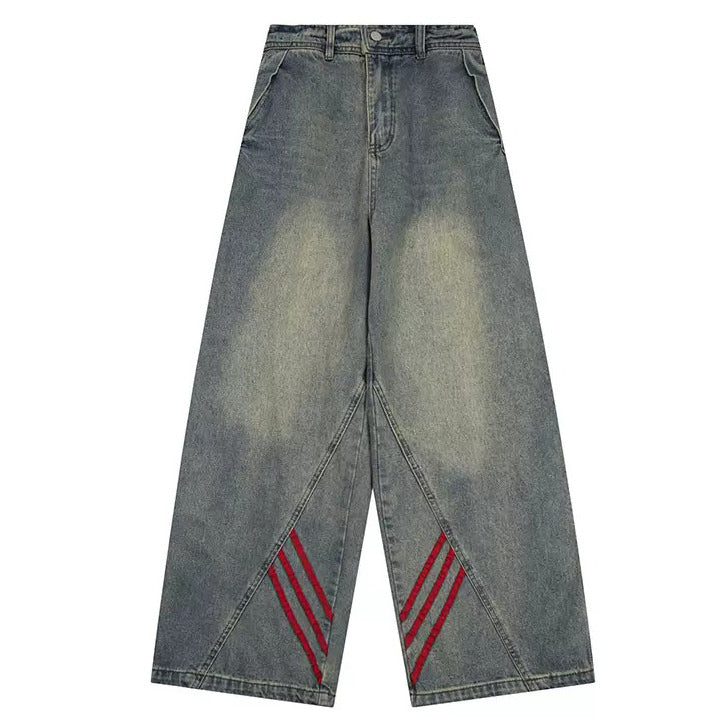 90s Style Wide Red Stripe Jeans - boogzel clothing