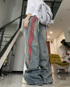 90s Style Wide Red Stripe Jeans - boogzel clothing