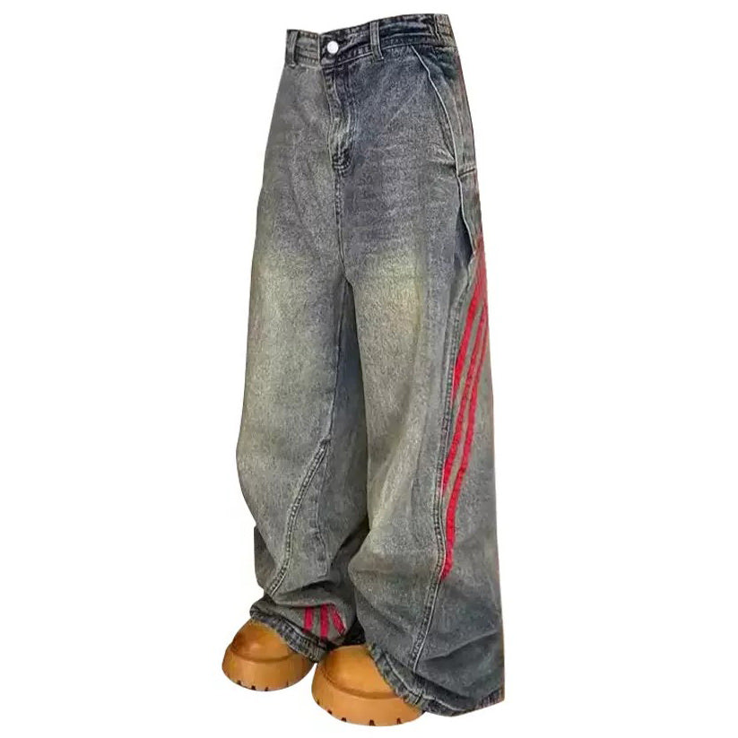 90s Style Wide Red Stripe Jeans - boogzel clothing