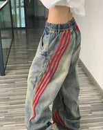 90s Style Wide Red Stripe Jeans - boogzel clothing