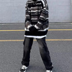 black striped knit sweater boogzel clothing