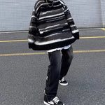 grunge striped knit sweater boogzel clothing