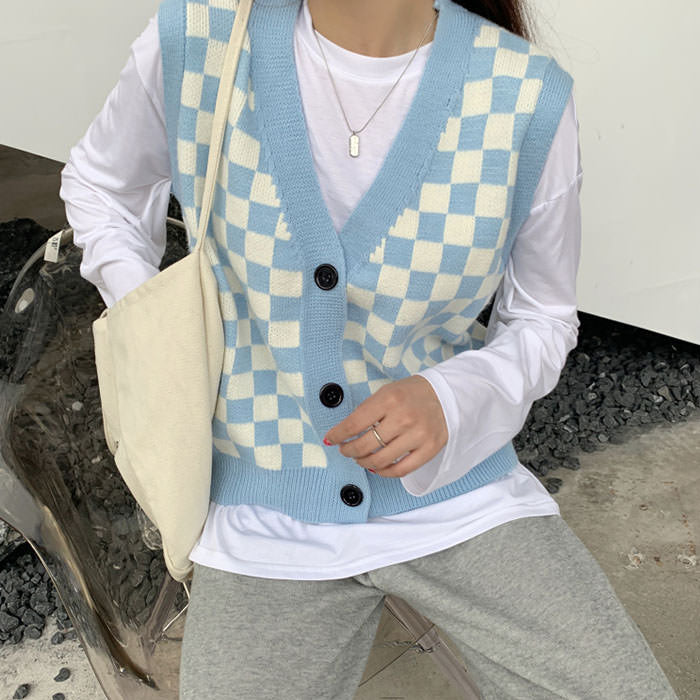 aesthetic checkered vest boogzel apparel