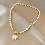 aesthetic heart pearl necklace boogzel apparel