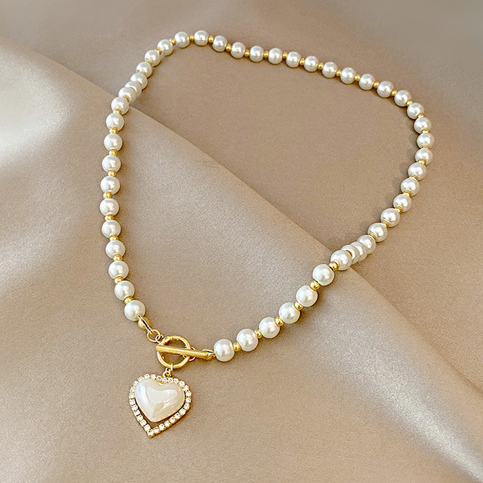 Aesthetic Heart Pearl Necklace | BOOGZEL CLOTHING – Boogzel Clothing