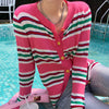 pink striped ribbed cardigan boogzel apparel
