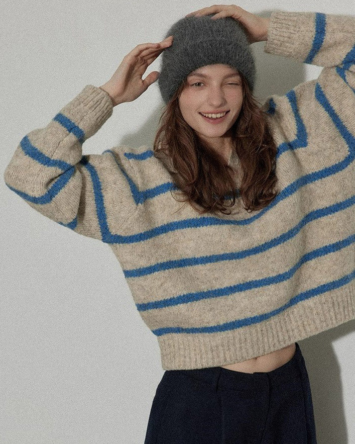 Aesthetic-Striped-Polo-Jumper