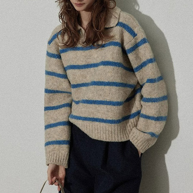 Aesthetic-Striped-Polo-Jumper