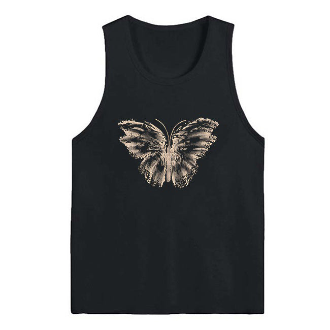 Aesthetic Butterfly Print Top in black - boogzel clothing