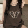 Aesthetic Butterfly Print Top in brown - boogzel clothing