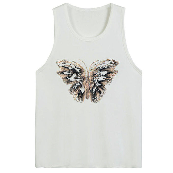 Aesthetic Butterfly Print Top in white - boogzel clothing