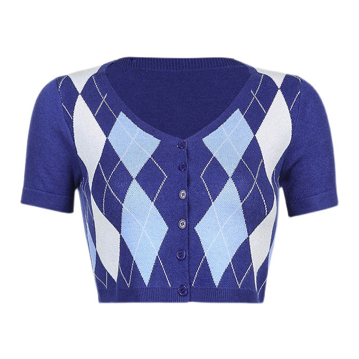 argyle pattern knit top boogzel apparel