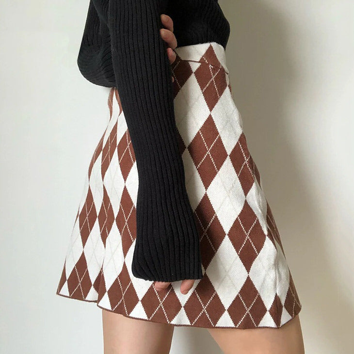 Argyle Print Mini Skirt boogzel apparel