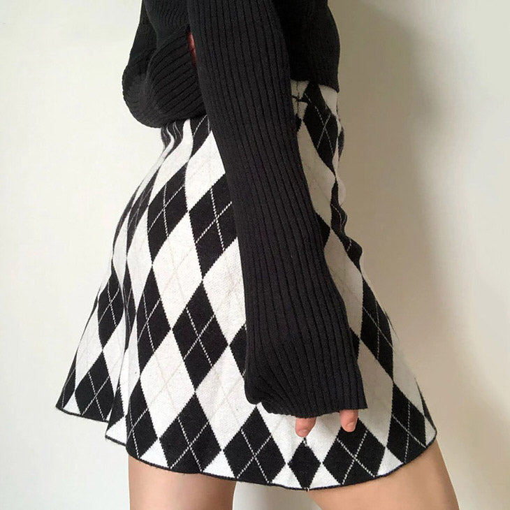 Argyle Print Mini Skirt boogzel apparel