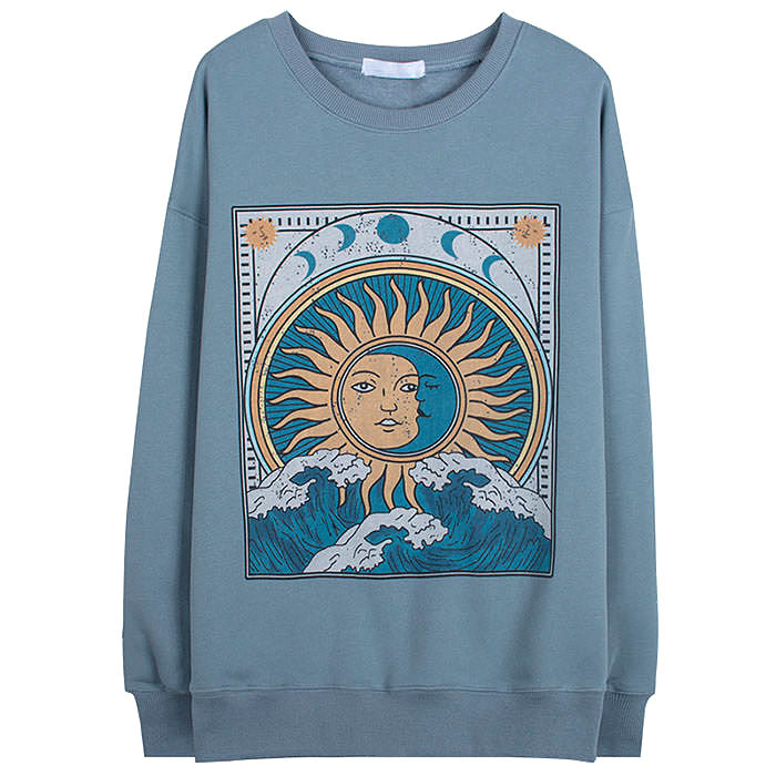 sun moon print sweatshirt boogzel apparel