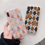 bear argyle pattern iphone case shop
