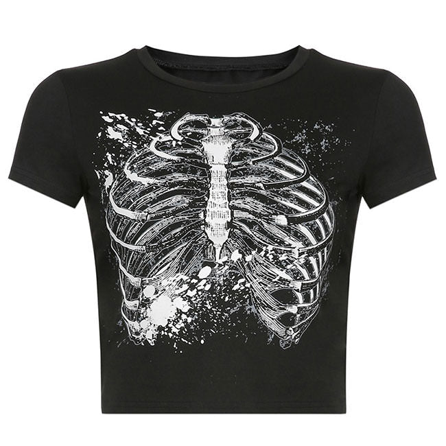 Black Skeleton Crop Top boogzel apparel