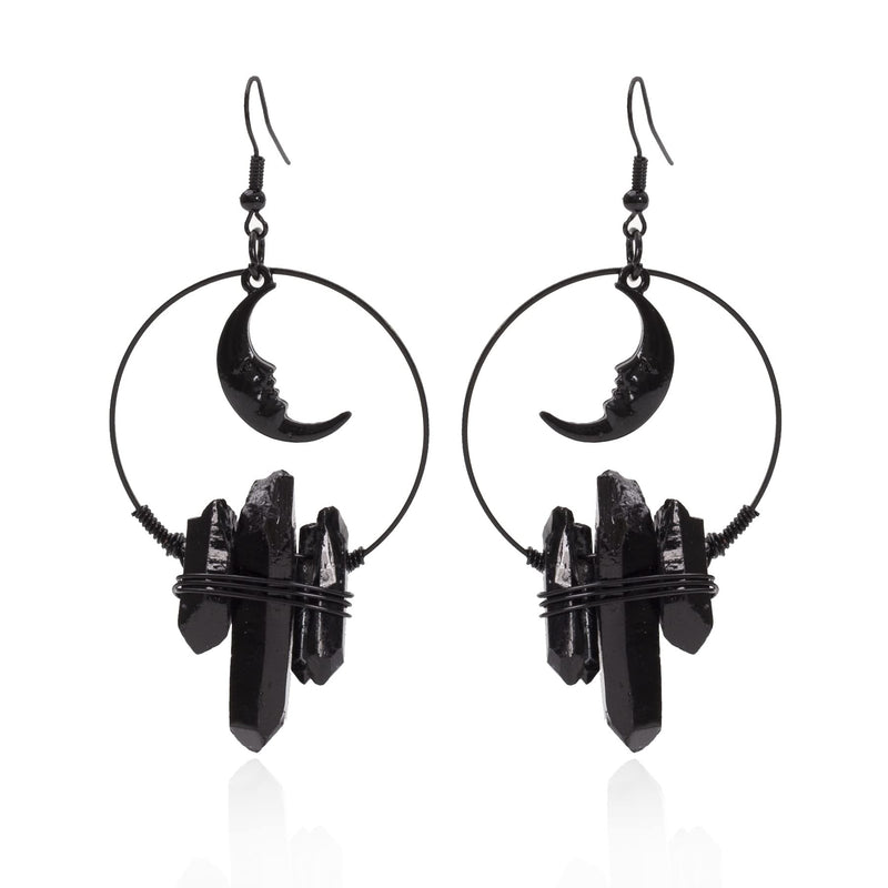 Black Moon Witch Crystal Earrings