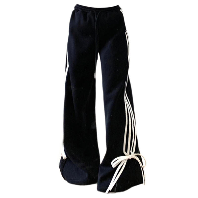Bow Tie Side Stripe Pants - coquette bowside stripe pants - boogzel clothing