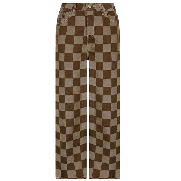 brown checkered jeans boogzel apparel
