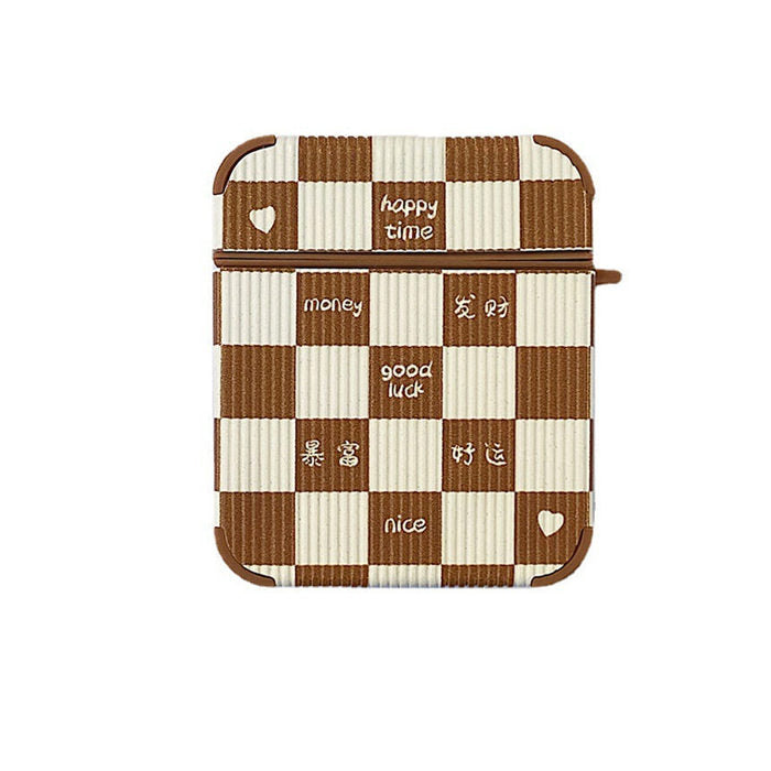 brown checkerboard airpods case boogzel apparel