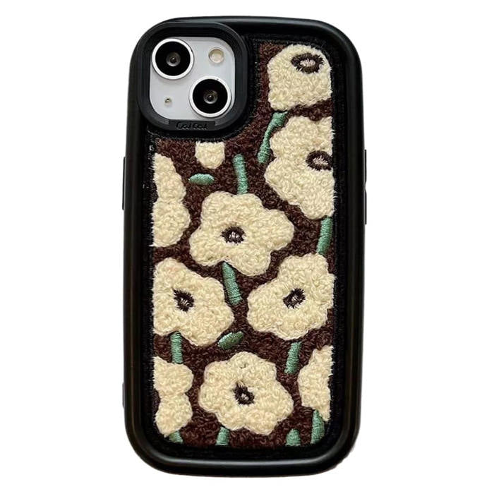 brown flowers fuzzy iphone case boogzel apparel