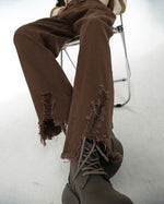 Brown Straight Leg Distressed Jeans - Boogzel Clothing