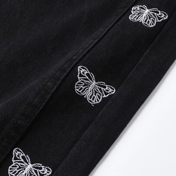 Butterfly Embroidery Wide Jeans boogzel apparel