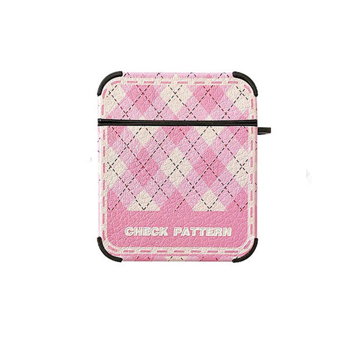 pink check pattern airpods case boogzel apparel