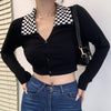 checkerboard collar top boogzel apparel