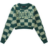 checkered fuzzy crop sweater boogzel apparel